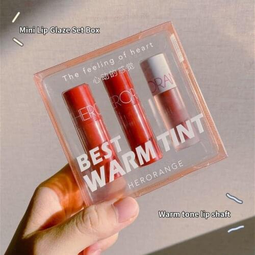 3pcs/ Pack Little Lip Glaze Set Mini Set Box Matte Matte Lipstick Easy To Wear Long Lasting Moisturizer Hydrating TSLM2