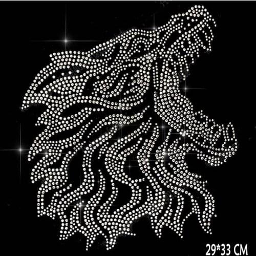 5pc/lot ! Wolf chest hotfix rhinestones heat transfer design iron on motifs, DIY motif rhinestones