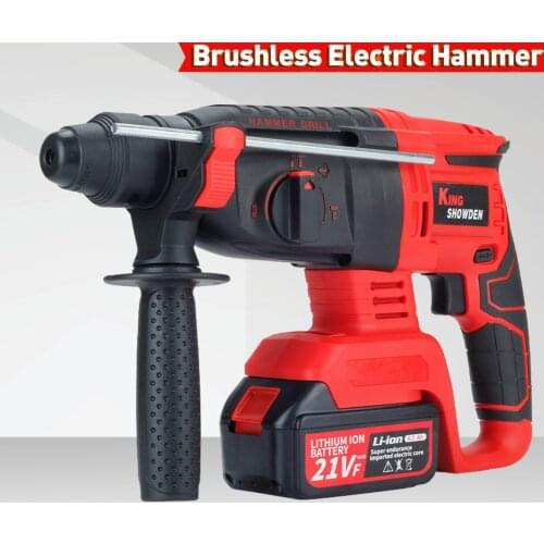 Brushless Rotary Hammer Electric Drill Rechargeable Hammer With 21V 2*Battery and Accessories Drilling Multifunctional Tool