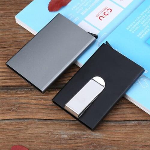 New Buisness Card Holder Fahion ID Metal Phone Credit Card Wallet Automatic Card Case Designer Aluminum RFID Wallet Cardholder