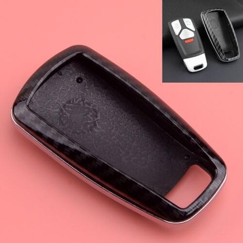 Car Carbon Fiber Style Black 4 Buttons Smart Key Fob Case Shell Cover Fit For Audi A4 A5 Q5 Q7 S4 S5 SQ5 TT 2018 2019 2020