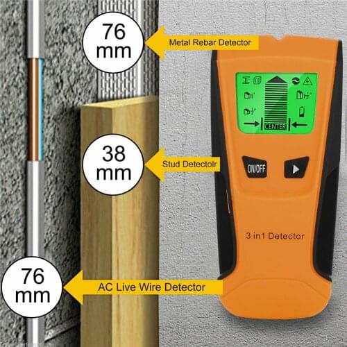 3 In 1 Digital Stud Finder Wood Metal Pipe Wire Wall Sensor Scanner Lcd Detector