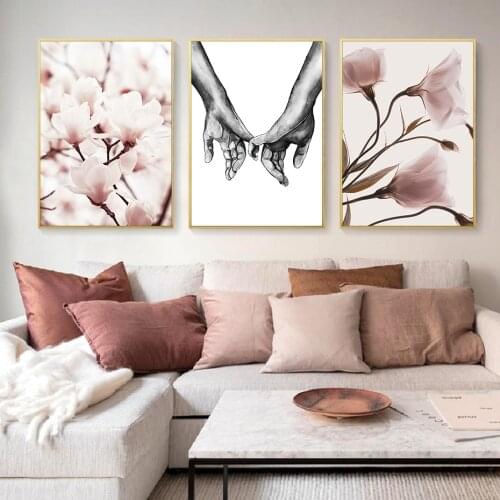 Floral Romance Gallery Flower Poster Watercolor Hands Wall Art Canvas Painting Minimalist Print Home Living Room Decoration