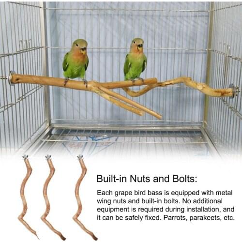 Pet Parrot Bird Standing Stick Wood Pole Bird Perch Natural Bird Cage Perch For Parrot Cage Toy Birds Cage Accessory