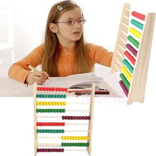 Wooden 10-row Abacus Counting Colorful Beads Maths Learning educational Kid Toy