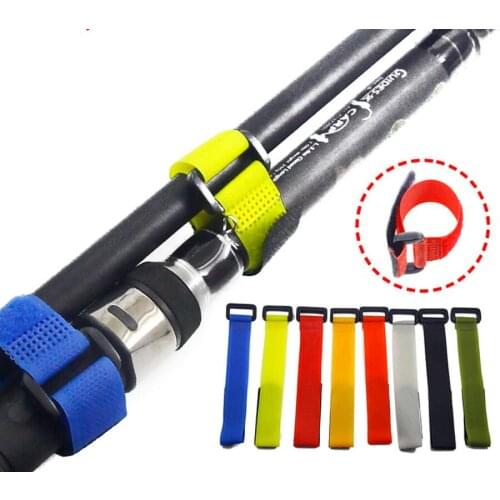 10PC Fishing Rod Tie Holders Straps Belts Suspenders Fastener Hook Loop Cable Cord Ties Belt Fishing Tools Accessories