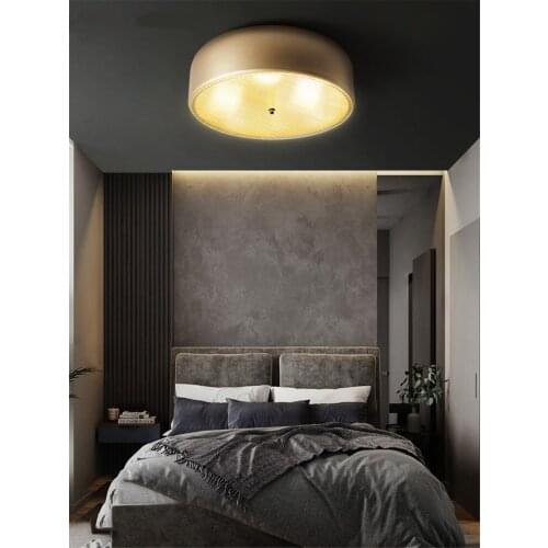 Designer gold round ceiling lights bedroom modern luxury dining room bedroom study water corrugated glass ceiling lamps fixtures