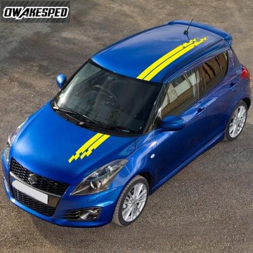 For-SUZUKI SWIFT Hood Bonnet Stripes Decor Decal Auto Sport Cover Engine Roof Stickers Racing Styling Vinyl Decals