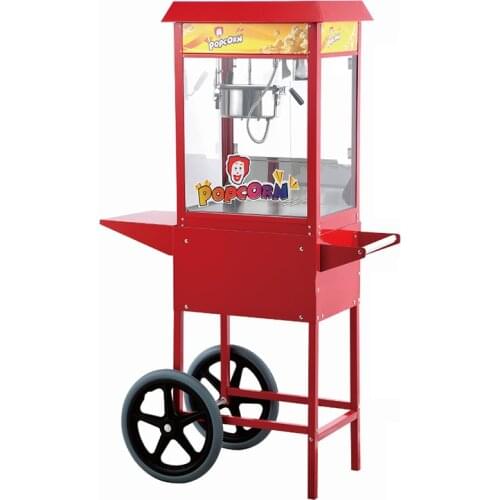 Popcorn Machine with Cart HOP6B 220V Commercial Popcorn Machine Tempered Glass Popcorn Machine