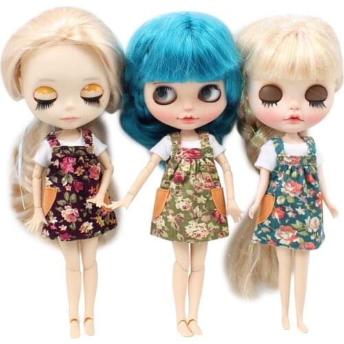 ICY DBS Blyth doll toy outfit icy jecci five overalls spring dress flower suit white shirt