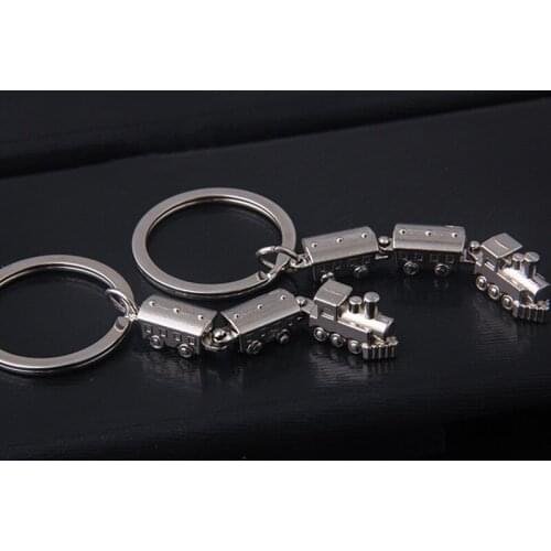 Hot 3D Car Keychain Men Women Metal Train Key Chains Company Gift Small Trains Trinket Bag Charm Accessories Key Ring 100Pcs