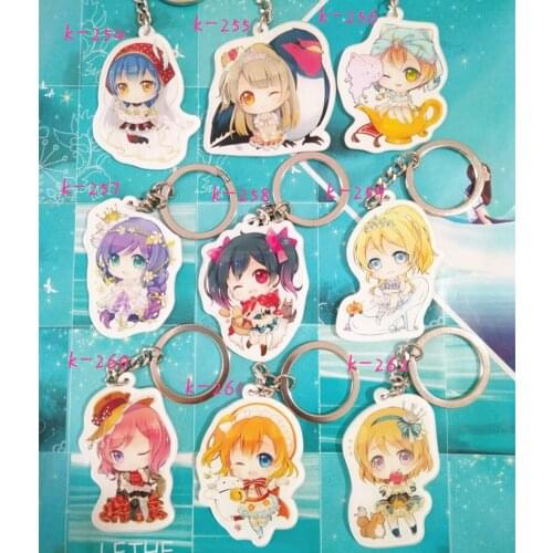 Lovelive Cartoon Acrylic Keychain Keyring Minami Kotori Kousaka Honoka Yazawa Nico Nozomi Charm Pendant Chains Gift Cosplay Prop