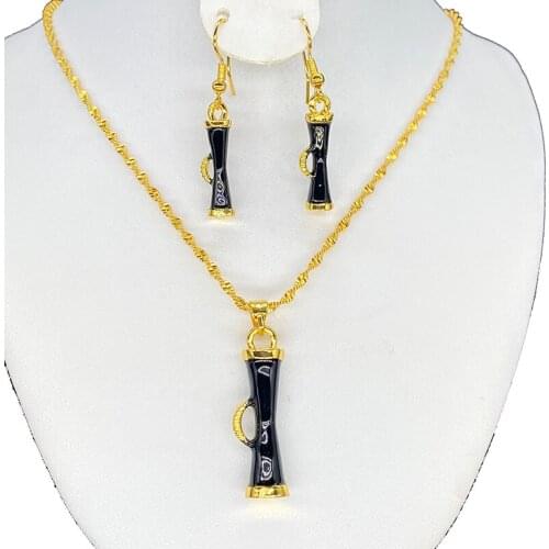 Small Jewelry Sets for Women Gold Dubai Necklace/Pendant/Earring Africa Europe Black Color Child Birthday Gift