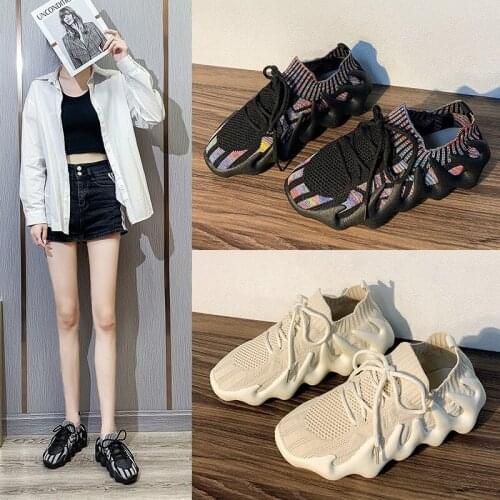 YSHUNIJ 2021 New Womens Sports Shoes Women Breathable Thick Bottoms Color Fly Woven Eight Claw Fish Shoes Women