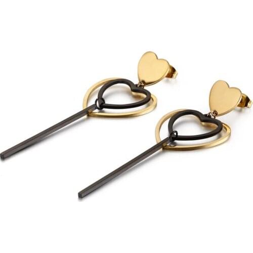New earrings ladies heart-shaped long earrings stainless steel fashion simple jewelry