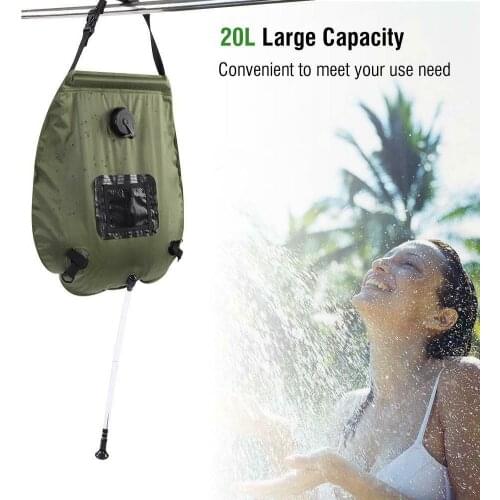 Portable Outdoor 20L Foldable Solar Energy Heated Water Bag Camp Washing Shower Outdoor RV Caravan Travel Camping Shower Bag