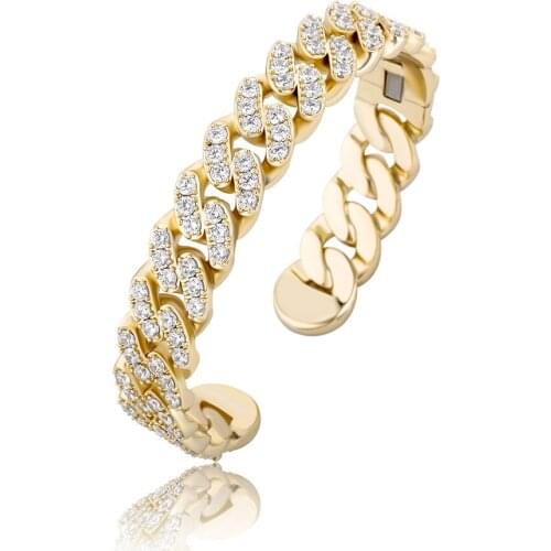 Luxury Fashion 12mm Miami Cuban Bracelets Gold Color Micro Pave Iced Cubic Zirconia Hip Hop Punk Fashion Jewelry Party