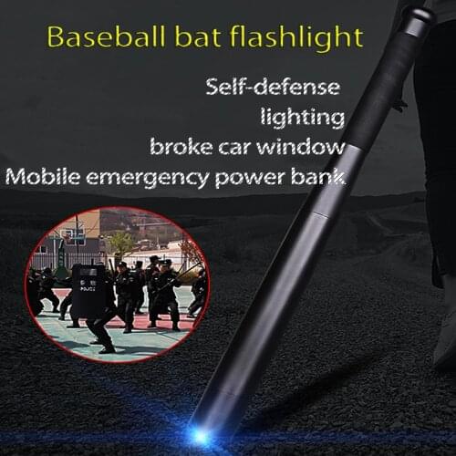 LED Flashlight T6 Rechargeable Security Hard Handheld torch Self-defense Baseball Bat Torch Light as Emergency phone power bank