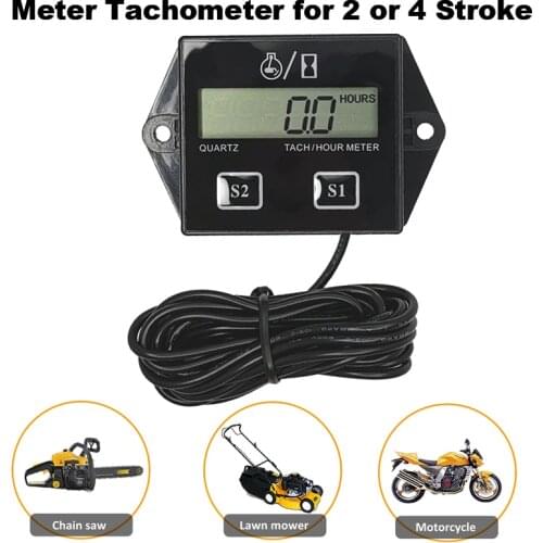 Tachometer Hour Meter Motorcycle 2&4 Stroke Gasoline Engine Spark with LCD Display for Boat/Motocross/Bike 12V Car Hot New