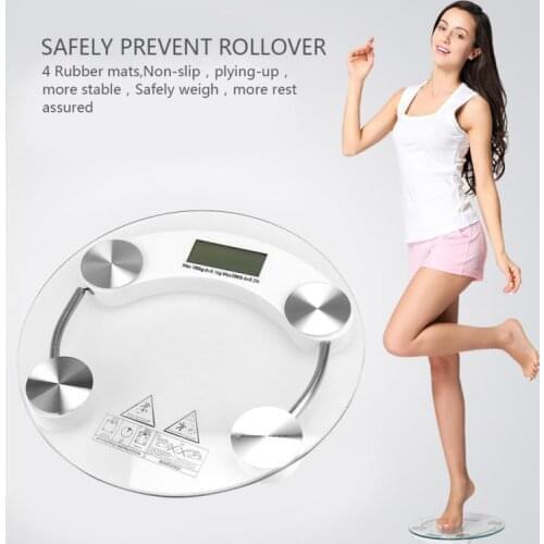 OVERSEA STOCK!!! Round 150KG Personal Weight Scale Digital LCD Tempered Glass Body Scale Fitness Electronic Bathroom Scales HWC