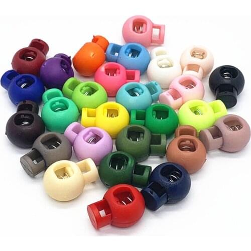 30Pcs Color Plastic Ball Round Spring Stop Cord Lock Ends Toggle Stopper Clip For Sportswear Clothing Shoes Rope DIY Craft Parts