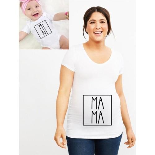 1PC Pregency Mommy and Me Outfits Mama and Mini Shirts Mini Me Shirt Mommy and Me tops Family Matching Shirts Gift Mama tees