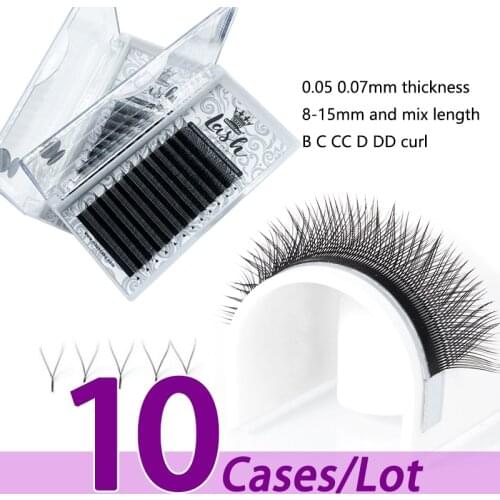 10case/lot Wholesale Y-Shape C D russian volume private label korean individual 8-15mm faux mink eyelash extension for makeup