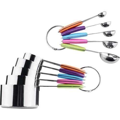 10Pcs/Set Stainless Steel Scoop For Baking Sugar Coffee Teaspoons Measuring Cup Spoon Accessories Kitchen Tools