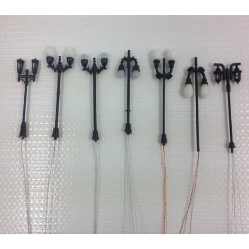 100pcs HO OO N Adjustbale Scale Double-head Model Garden Lights Luminous Toys Miniature Architecture Warm White Light Parks Lamp