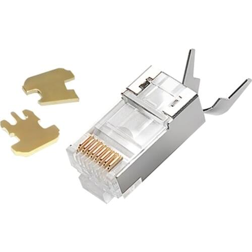 200pcs Shield FTP Plug RJ45 8P8C Cat7 Connector Modular Plug ethernet RJ45 Connector 50u Gold plated Patch Cord Cat7 Connectors