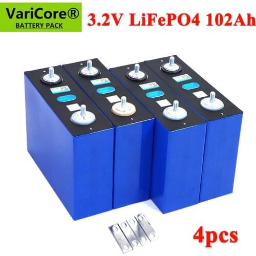 4pcs 3.2v 102Ah Lifepo4 Rechargeable Battery Lithium Iron Phosphate for 12v 24v E-scooter Energy Solar Cell batteries Grade A