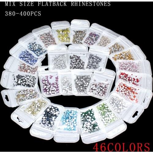 400p ss6-ss20 mixed 46-colors No Hotfix Flatback crystal Rhinestone diamant Nail Art Gems glitter glass stone cards making Beads