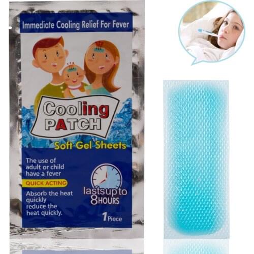 5bags Fever Down Plaster For Baby Cooling Patches Migraine Headache Pad Lower Temperature Ice Gel Polymer Hydrogel Baby Heat Coo