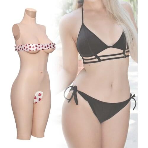 KUMIHO 5-point Silk Filling Realistic Silicone Breast Forms Fake Boobs Fake Vagina Bodysuit Sissy Sexy For Transgender Drag Quee