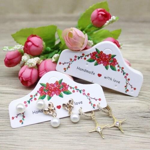 50Pcs 50Plastic Bag DIY 8x4cm Marbling/Thank you /Handmaed With Love Style Earring card hang tags with DIY Shop Crafts