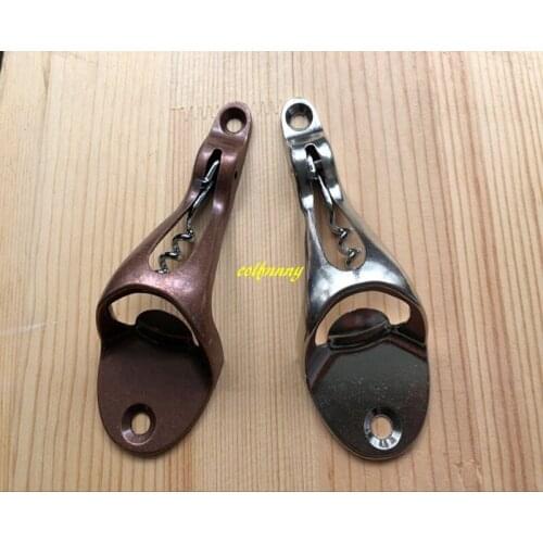50pcs/lot 2 in 1 Retro Metal Wall Mount Red Wine Bottle opener beer bottle openers with screws Bar tools
