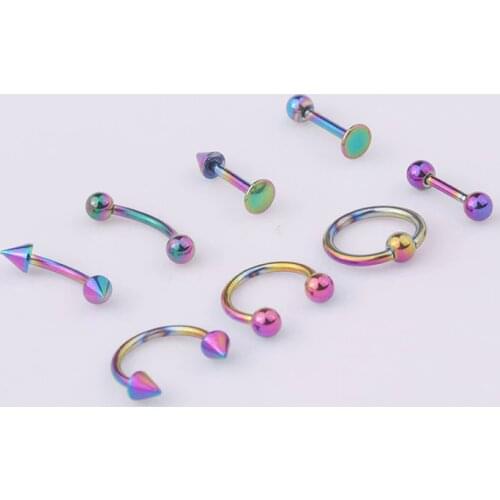 8 PCS Mix Simple Stainless Steel Piercing Circle Cuff Ear Jewelry Women Men Trendy Double Side Ball Arrow Bar Round Earring Set