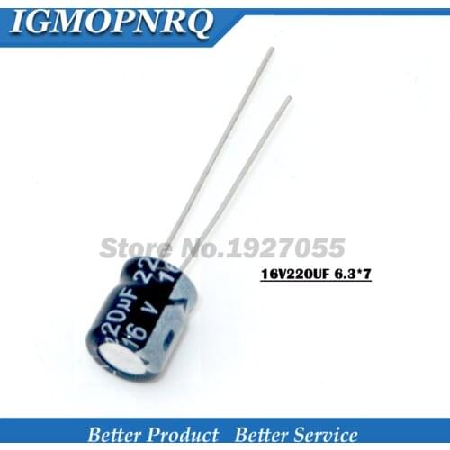 50PCS 16V220UF 6*7mm 220UF 16V 6*7 Aluminum electrolytic capacitor new