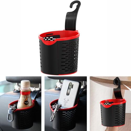 Car Storage Bucket Hook Type Storage Box Multifunctional Seat Back Cup Holder Car Interior Hooks Rubbish Box