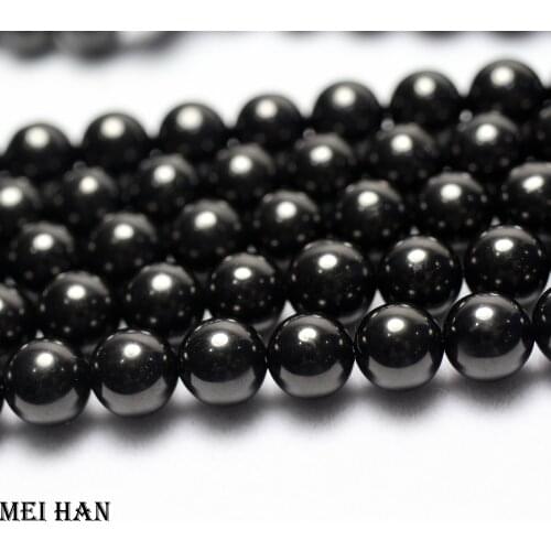 Free shipping (2strands/set) Cost-effective Natural 9mm Jet round loose beads for jewelry making design DIY