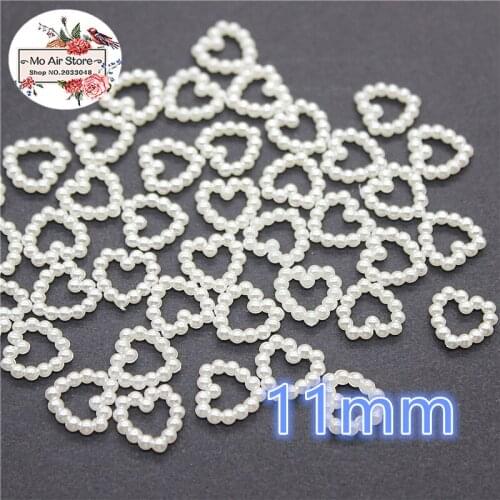 200pcs/lot 11mm ivory heart pearl Beads ABS Resin Flatback Simulated pearl Beads Jewelry Crafts