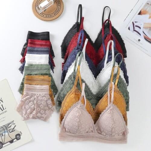 Women Lace Bra Seamless Underwear Backless Vest Sexy Panties Padded Ultrathin Bralette Female Lingerie Briefs Sports 2021 Bra