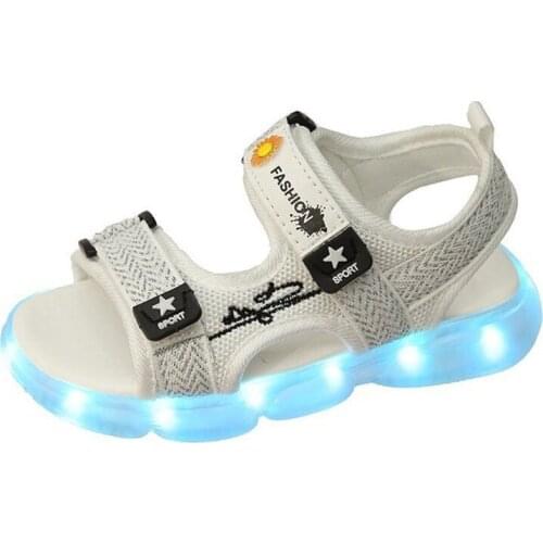 Kids Girls Boy Glowing Shoes Children Casual Sandals For Boys Soft LED Shoes With Lights USB Charged Luminous Sandals Size 25-35