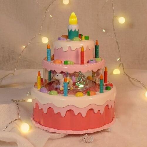 Children Boys and Girls Toys Electric Birthday Cake Gift Candle Toy Light Music Induction Play House Simulation