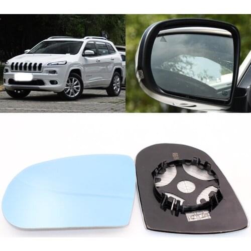 For Jeep Cherokee Car Side View Door Wide-angle Rearview Mirror Blue Glass With Base Heated 2pcs