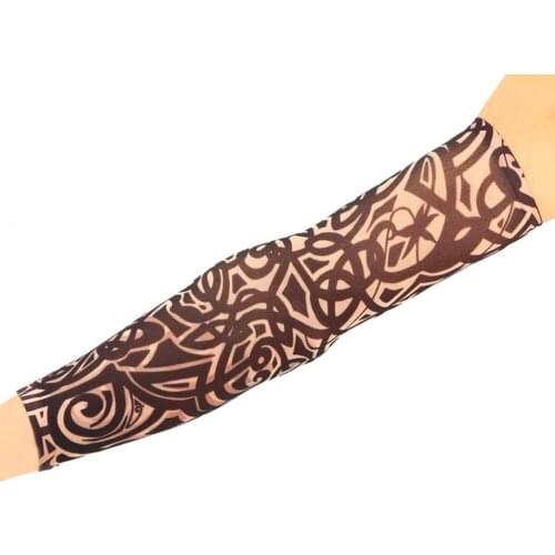 10 Colors Cool Superfine Fiber Elastic Fake Tattoo Sleeve Arm Stockings Temporary Tattoos Body Art Skins Sun Protective