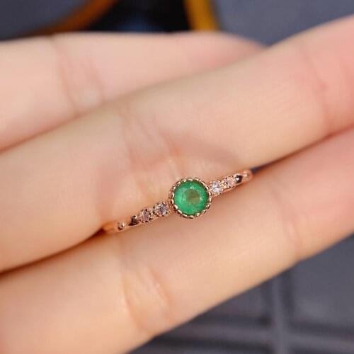 SHILOVEM 925 sterling silver real Natural Emerald rings classic fine Jewelry new wedding wholesale gift 4*4mm jcj0404666agml