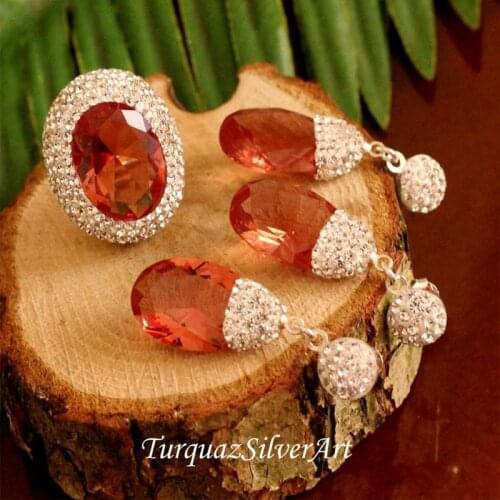 Zultanite Jewelry Set, Woman Silver Zultanite Ring + Necklace + Earrings, Handmade Woman Silver Zultanite,color changing