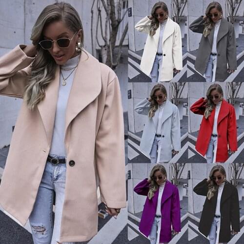 Autumn winter new fashion mid-length white black grey woolen zaraing-style za 2020 women sheining vadiming female jacket coat