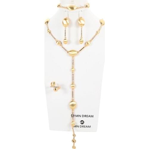 Hotsale Luxury Dubai Gold Jewelry Sets for Women Necklace Bracelet Earrings Ring African Wedding Bridal Jewelry Set